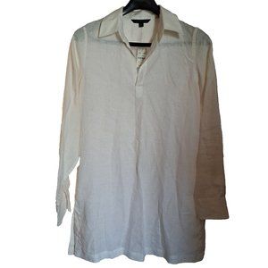 BROOKS BROTHERS NWT 100% LINEN tunic blouse top Sz M beige BOHO CHIC SUBLIME